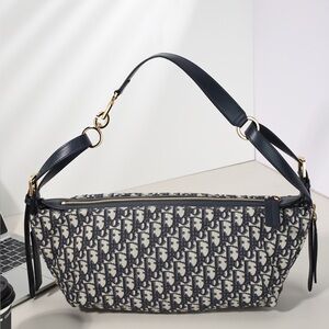 Elegant Navy Patterned Women's Shoulder Bag